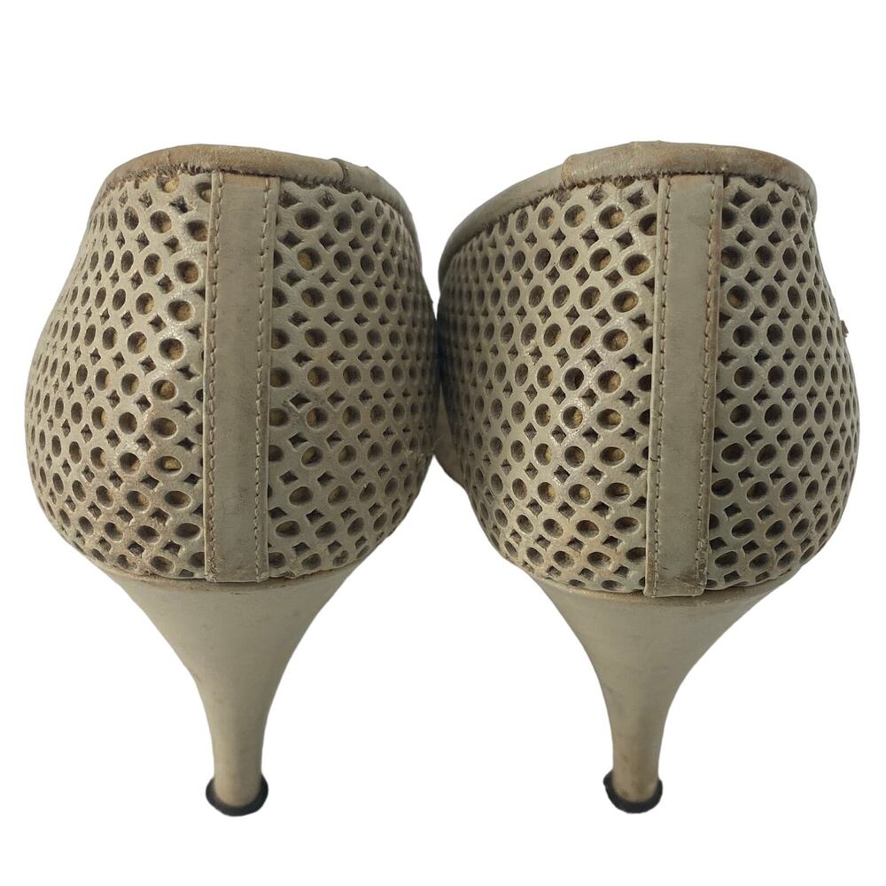 VTG Andrew Geller X Ben Becker 1950-60s Cutout Cream White Heel Pumps 7.5 AAA - Picture 4 of 7